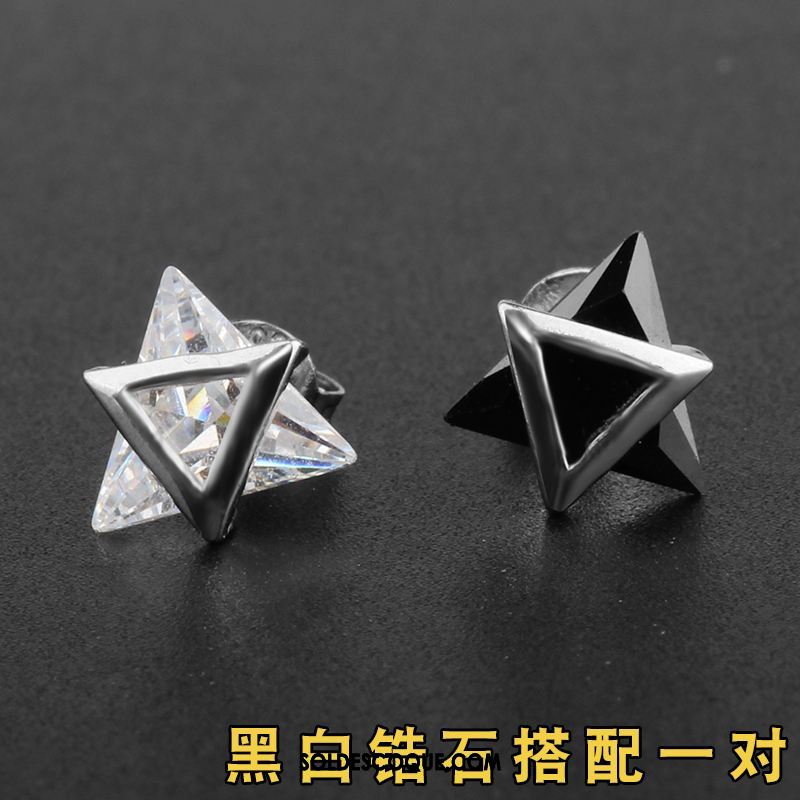 Bijoux En Argent Homme Noir Étudiant Triangle Créatif Argenté Soldes