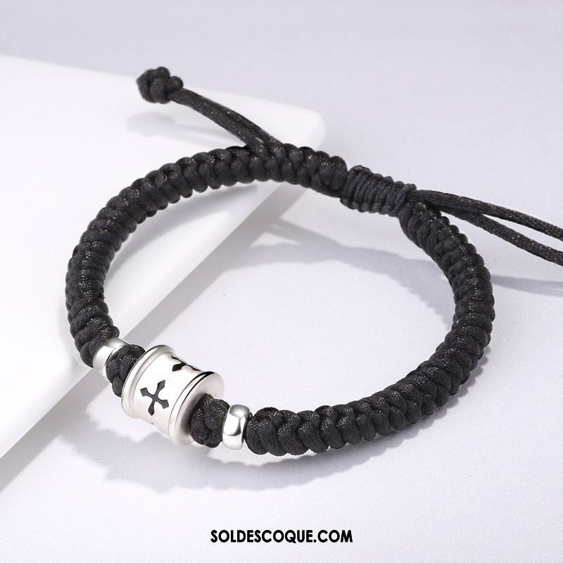 Bijoux En Argent Homme Personnalité Pure Bracelet Tendance Noir Pas Cher