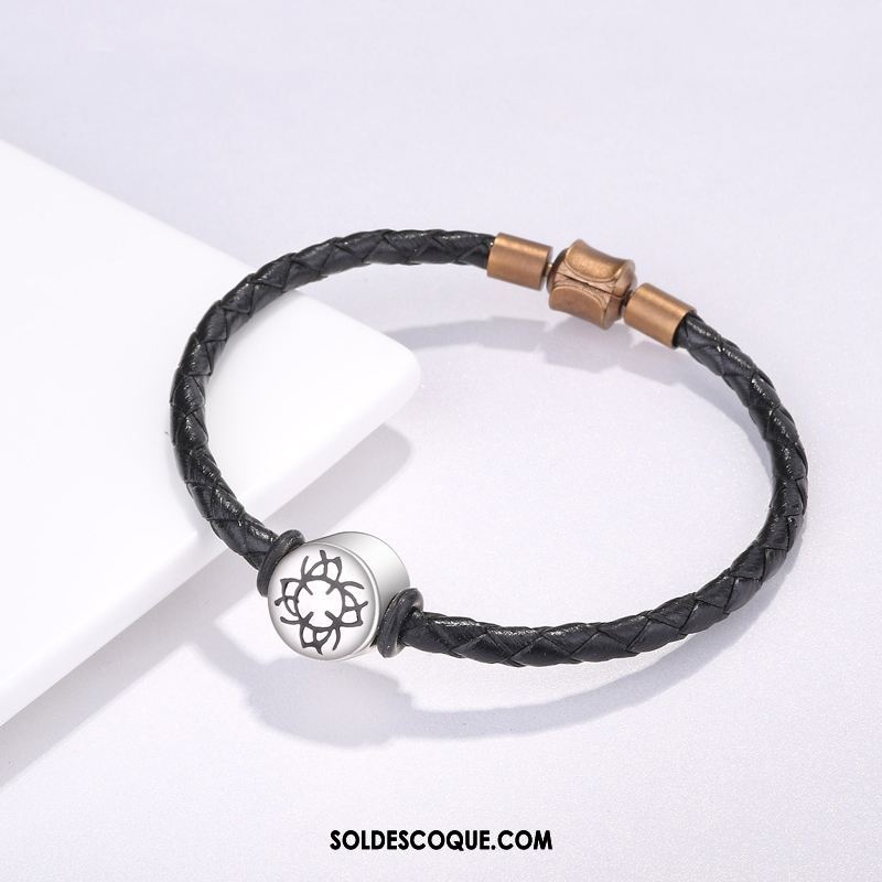 Bijoux En Argent Homme Personnalité Pure Bracelet Tendance Noir Pas Cher