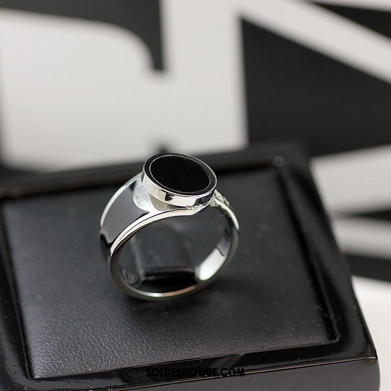 Bijoux En Argent Homme Simple Milieu Noir Personnalité Rond En Ligne