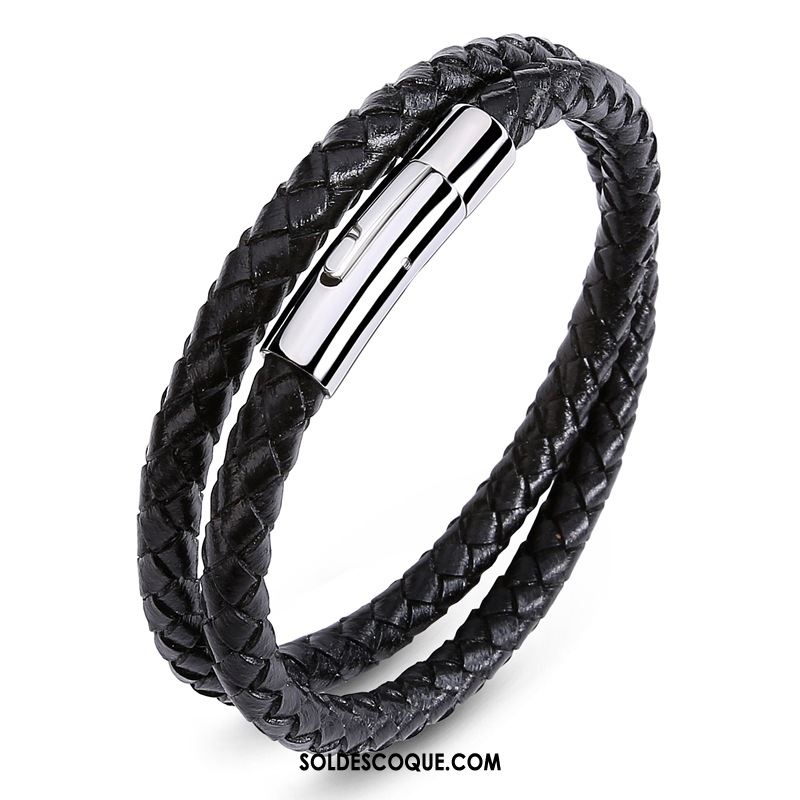 Bijoux En Argent Homme Tissage Noir Femme Personnalité All-match Pas Cher