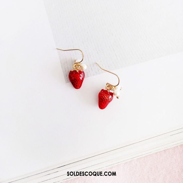 Boucles D'oreilles Femme Charmant Fraise Rouge Doux Fruit Pas Cher