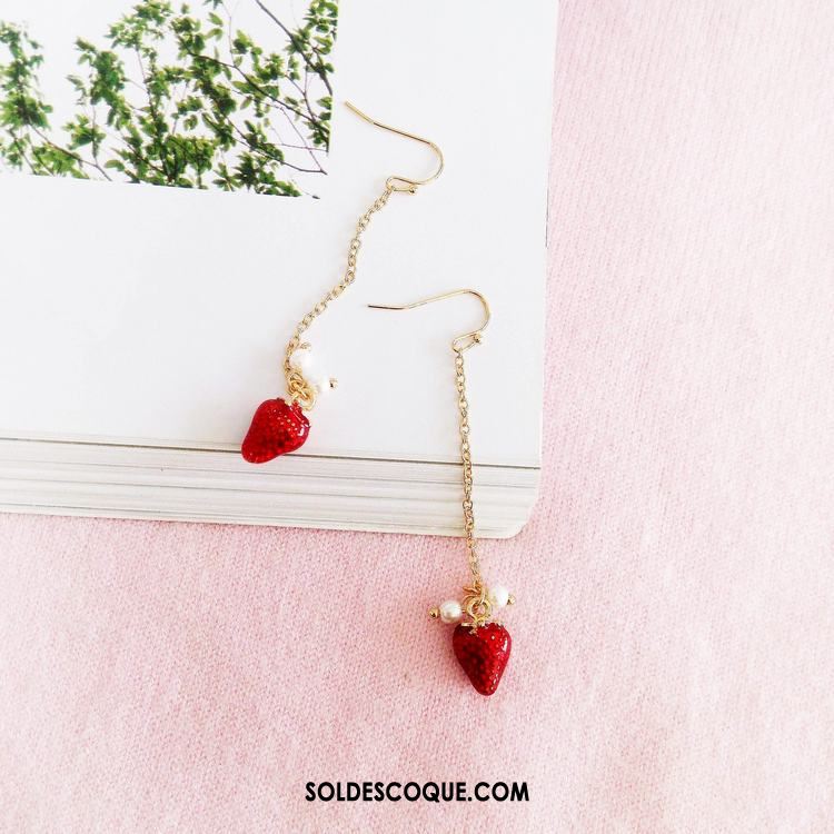 Boucles D'oreilles Femme Charmant Fraise Rouge Doux Fruit Pas Cher