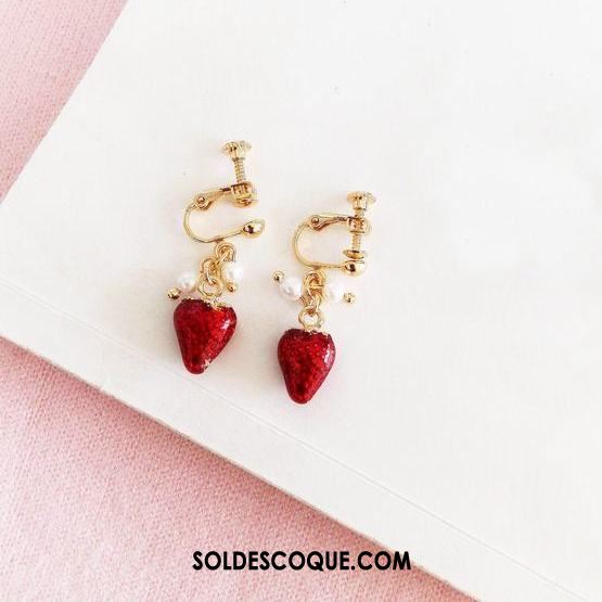 Boucles D'oreilles Femme Charmant Fraise Rouge Doux Fruit Pas Cher