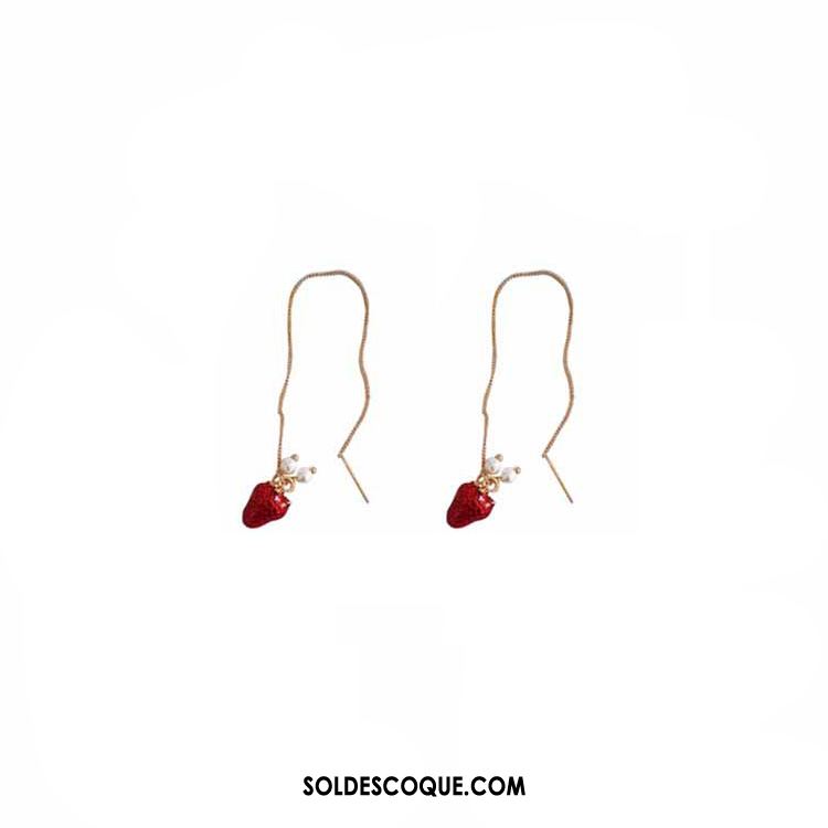 Boucles D'oreilles Femme Charmant Fraise Rouge Doux Fruit Pas Cher