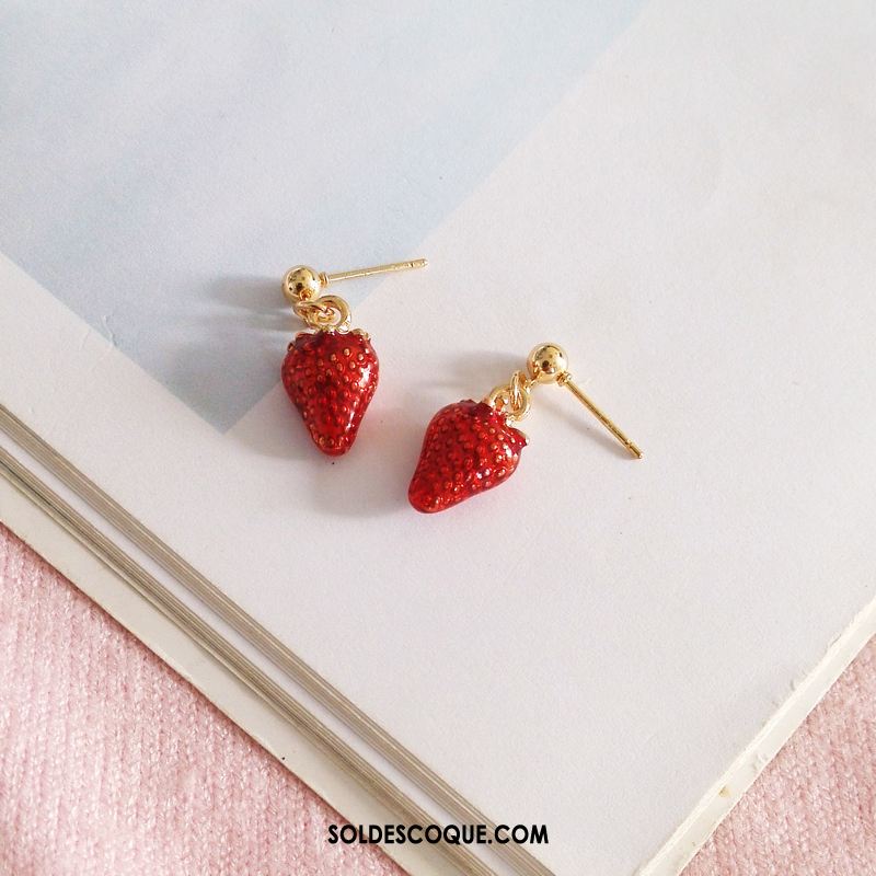 Boucles D'oreilles Femme Charmant Fraise Rouge Doux Fruit Pas Cher