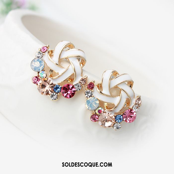 Boucles D'oreilles Femme Couleur Blanc Tempérament Spirale Simple En Vente