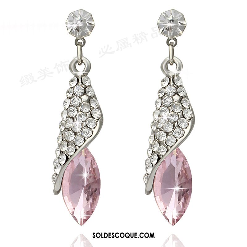 Boucles D'oreilles Femme Cristal Argenté Tempérament Longue Section Vert Pas Cher