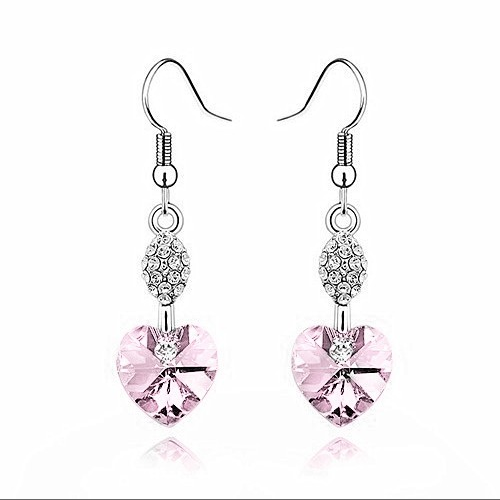 Boucles D'oreilles Femme Cristal Argenté Tempérament Longue Section Vert Pas Cher