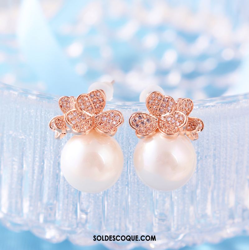 Boucles D'oreilles Femme Fleurs All-match Perle Simple Tempérament Soldes