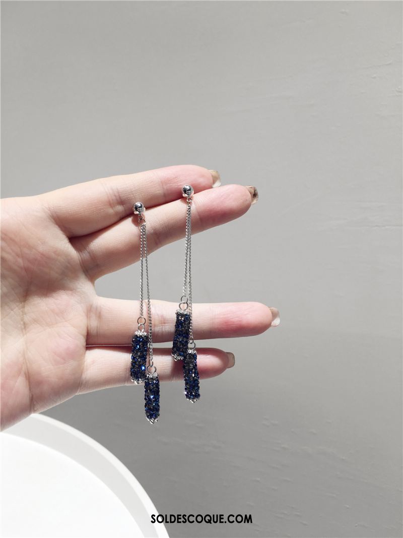 Boucles D'oreilles Femme Longue Section Rouge Réseau Bleu Tassel Soldes