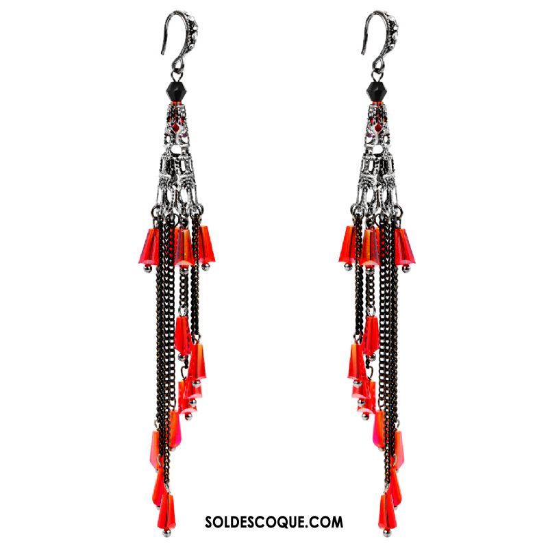 Boucles D'oreilles Femme Pendentif Longue Section Tassel Noir Décoration Pas Cher