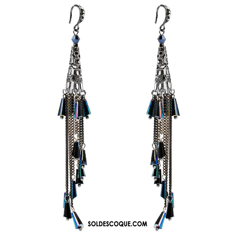 Boucles D'oreilles Femme Pendentif Longue Section Tassel Noir Décoration Pas Cher