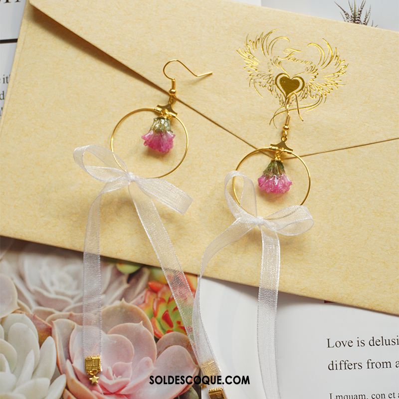 Boucles D'oreilles Femme Poudre Fleur Rose En Vente