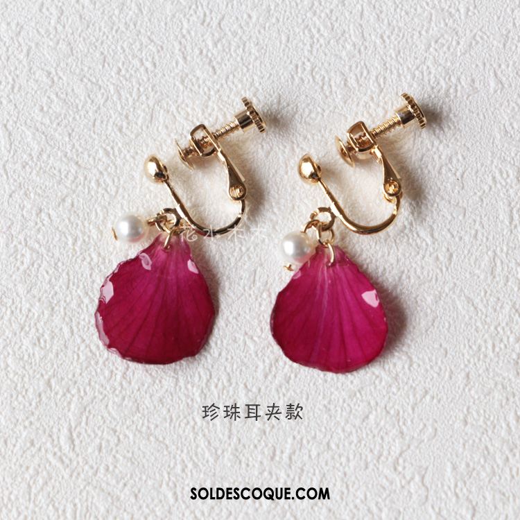 Boucles D'oreilles Femme Pétale Accessoires Cadeau D'anniversaire Rouge Bois En Vente