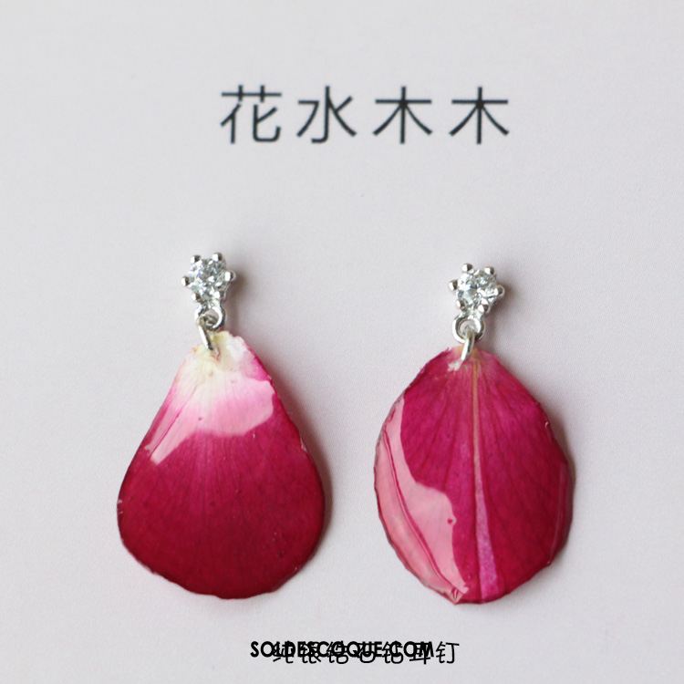 Boucles D'oreilles Femme Pétale Accessoires Cadeau D'anniversaire Rouge Bois En Vente