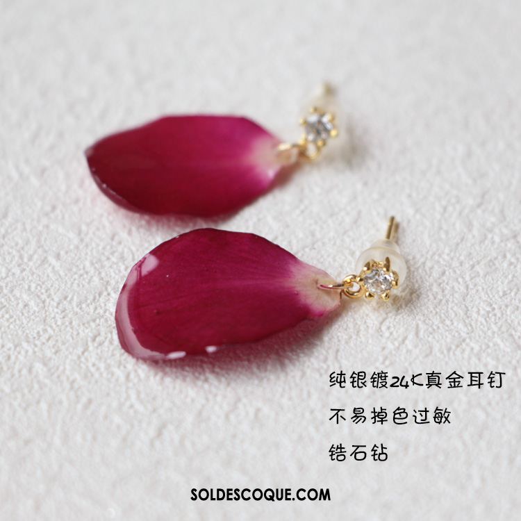 Boucles D'oreilles Femme Pétale Accessoires Cadeau D'anniversaire Rouge Bois En Vente