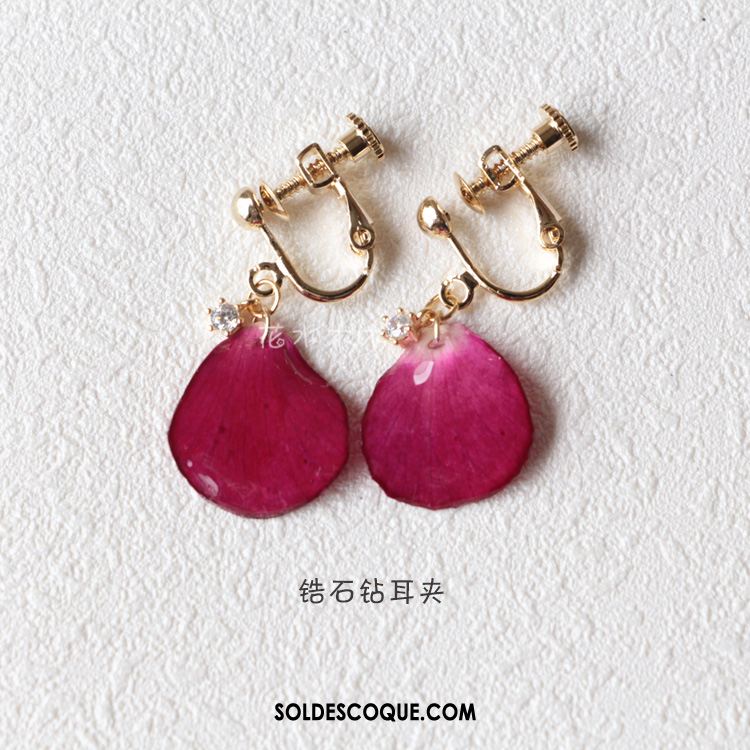 Boucles D'oreilles Femme Pétale Accessoires Cadeau D'anniversaire Rouge Bois En Vente