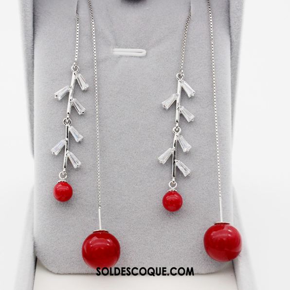 Boucles D'oreilles Femme Rouge Pure Argenté Simple All-match Soldes