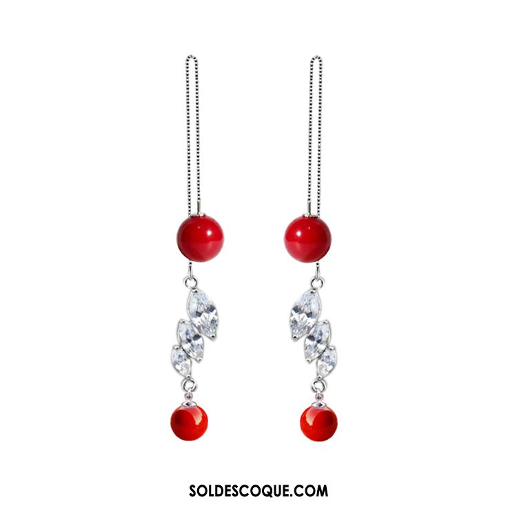 Boucles D'oreilles Femme Rouge Pure Argenté Simple All-match Soldes