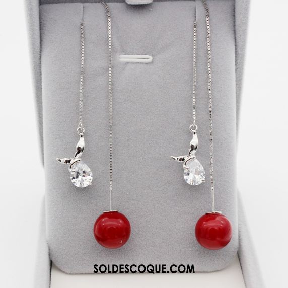 Boucles D'oreilles Femme Rouge Pure Argenté Simple All-match Soldes