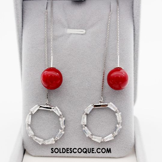 Boucles D'oreilles Femme Rouge Pure Argenté Simple All-match Soldes