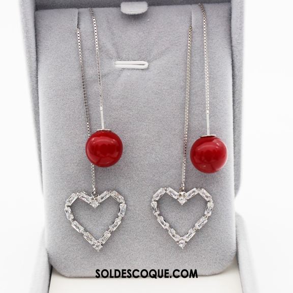 Boucles D'oreilles Femme Rouge Pure Argenté Simple All-match Soldes