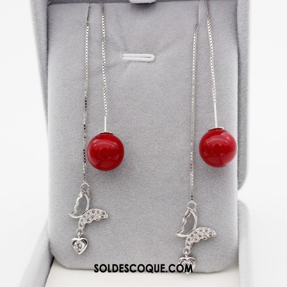 Boucles D'oreilles Femme Rouge Pure Argenté Simple All-match Soldes