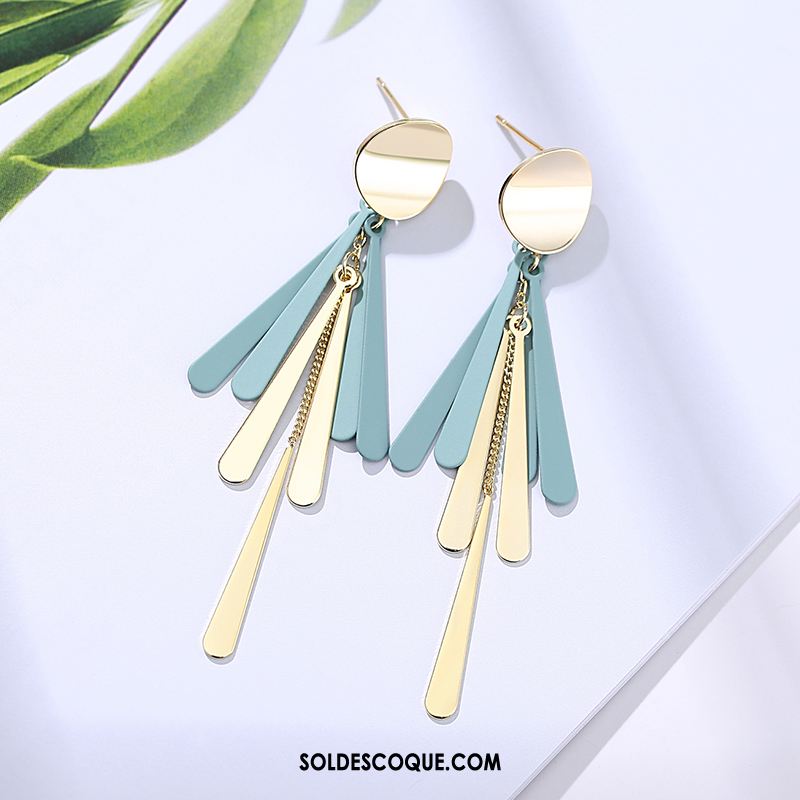 Boucles D'oreilles Femme Tassel Bleu Argenté Tempérament Cœur Pas Cher