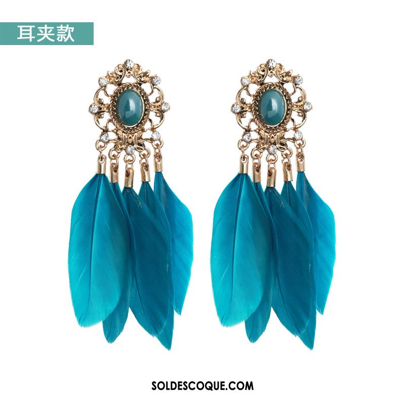 Boucles D'oreilles Femme Tempérament Tassel Europe Longue Bleu Soldes