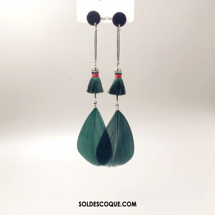 Boucles D'oreilles Femme Ultra Tassel Longue Section Vert Foncé Gros En Ligne