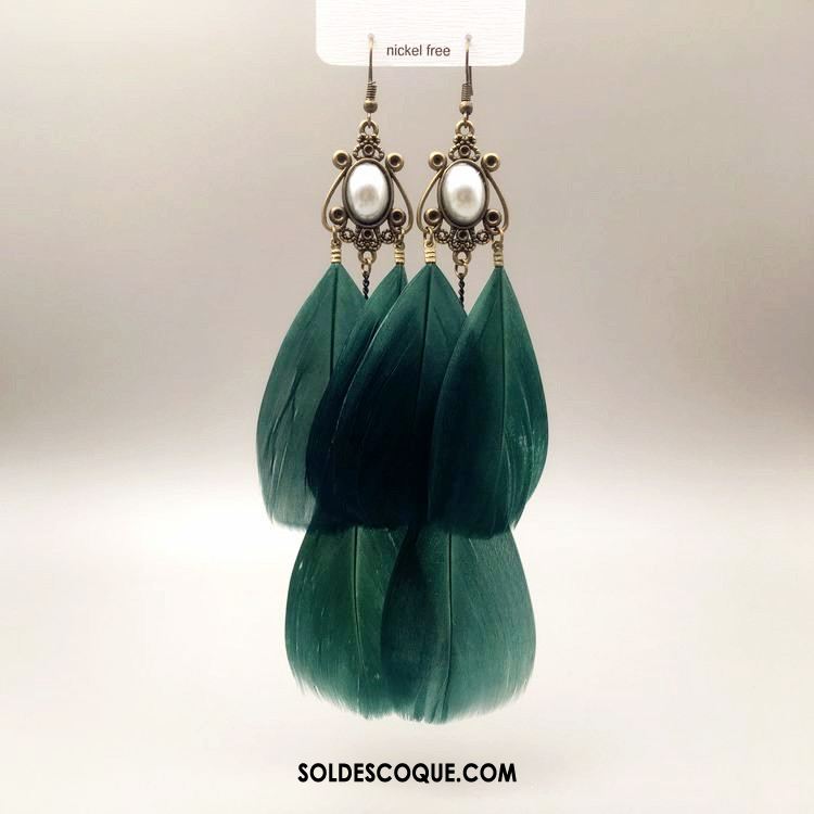 Boucles D'oreilles Femme Ultra Tassel Longue Section Vert Foncé Gros En Ligne