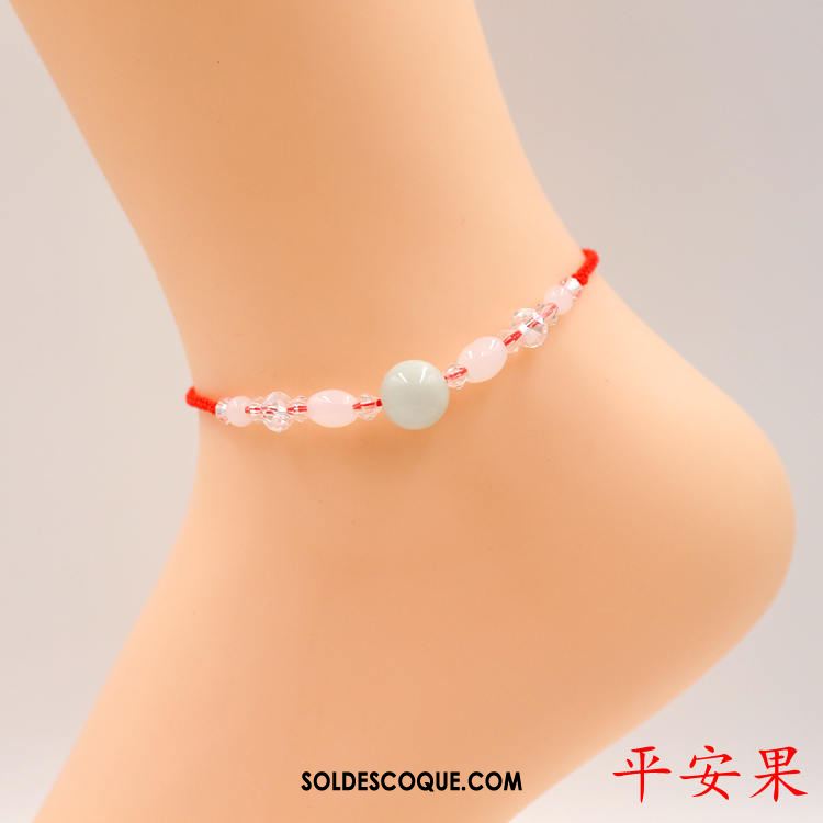 Bracelet De Cheville Femme All-match Blanc Naturel Rouge Folk-custom Soldes