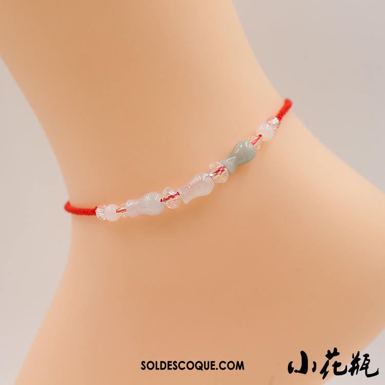 Bracelet De Cheville Femme All-match Blanc Naturel Rouge Folk-custom Soldes