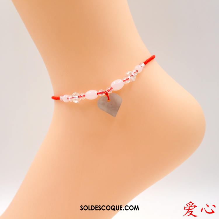 Bracelet De Cheville Femme All-match Blanc Naturel Rouge Folk-custom Soldes