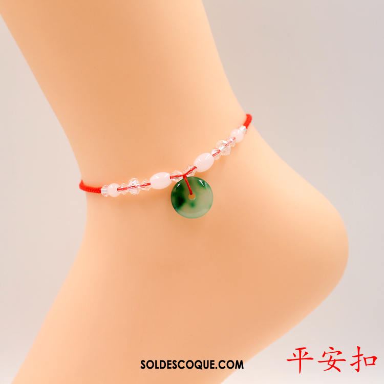 Bracelet De Cheville Femme All-match Blanc Naturel Rouge Folk-custom Soldes