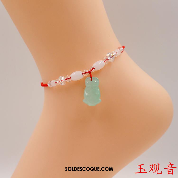 Bracelet De Cheville Femme All-match Blanc Naturel Rouge Folk-custom Soldes