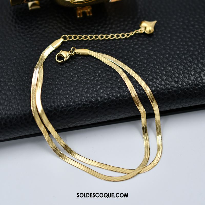 Bracelet De Cheville Femme Couche Double Tendance Étudiant Jaune Accessoires Pas Cher