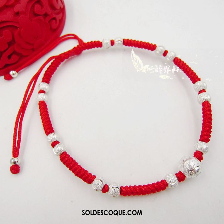 Bracelet De Cheville Femme Homme Argenté Rouge Pure Amoureux Soldes