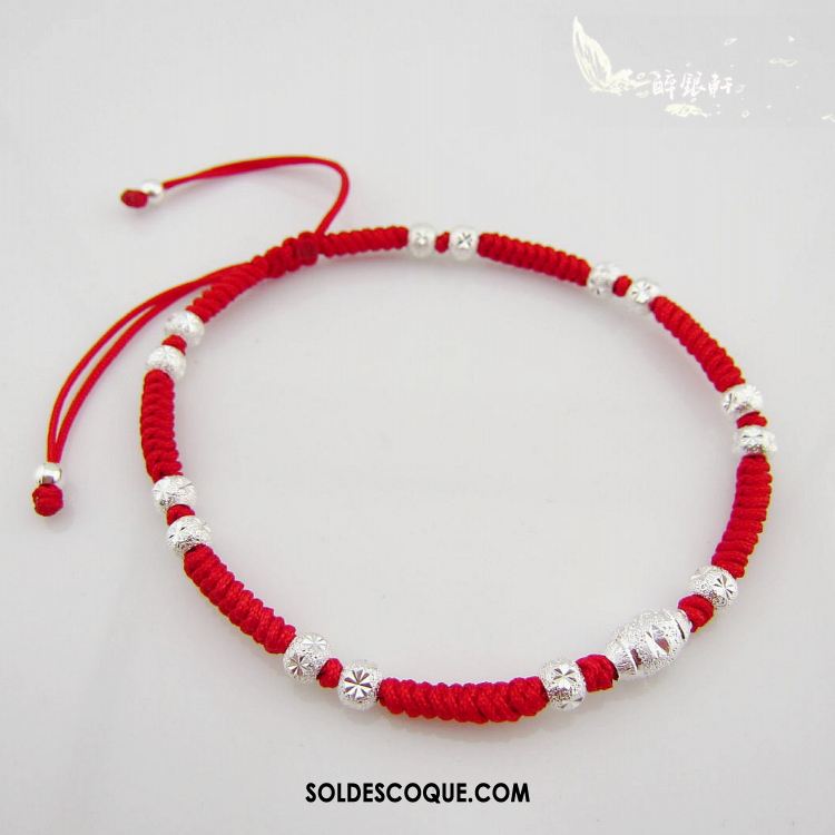 Bracelet De Cheville Femme Homme Argenté Rouge Pure Amoureux Soldes