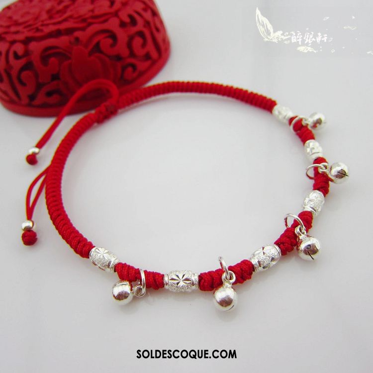 Bracelet De Cheville Femme Homme Argenté Rouge Pure Amoureux Soldes