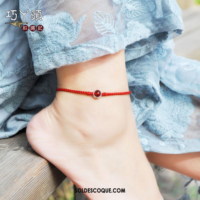 Bracelet De Cheville Femme Milieu Rouge Bien Accessoires Mode Pas Cher
