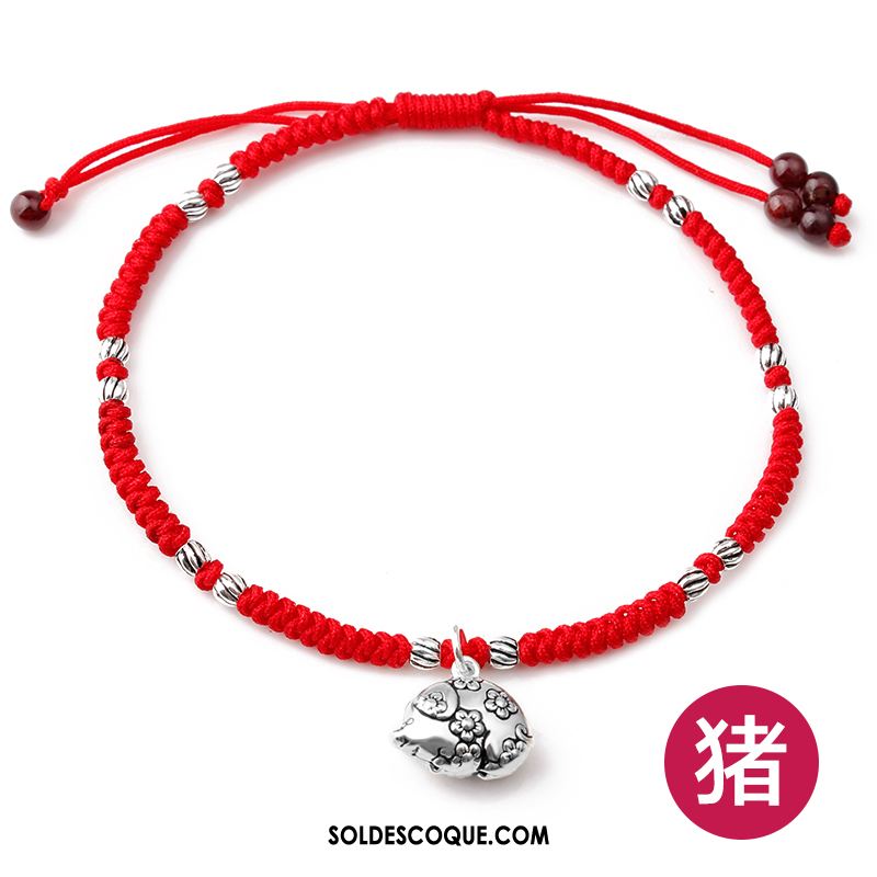 Bracelet De Cheville Femme Rouge Argenté Homme Personnalité Soldes