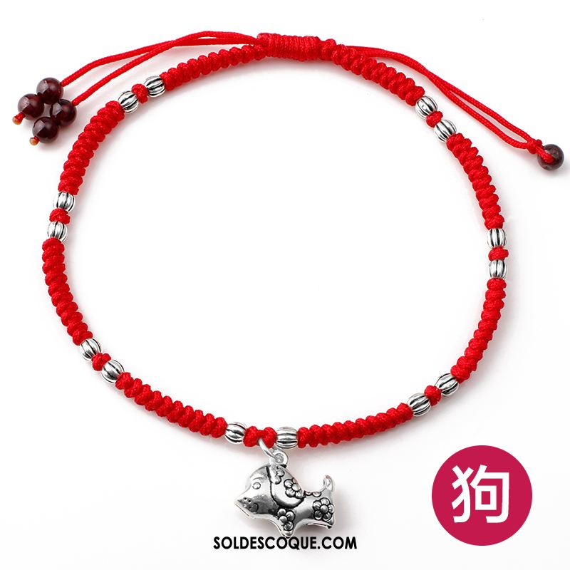 Bracelet De Cheville Femme Rouge Argenté Homme Personnalité Soldes