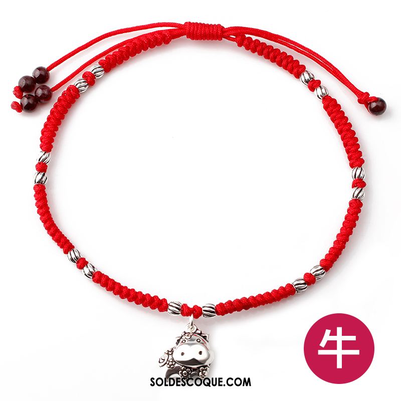 Bracelet De Cheville Femme Rouge Argenté Homme Personnalité Soldes