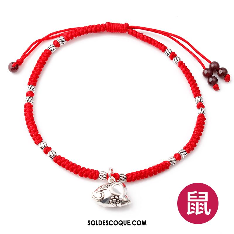 Bracelet De Cheville Femme Rouge Argenté Homme Personnalité Soldes