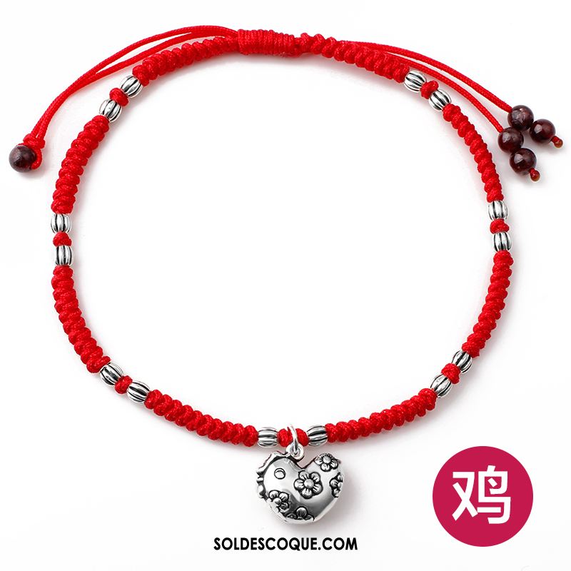 Bracelet De Cheville Femme Rouge Argenté Homme Personnalité Soldes