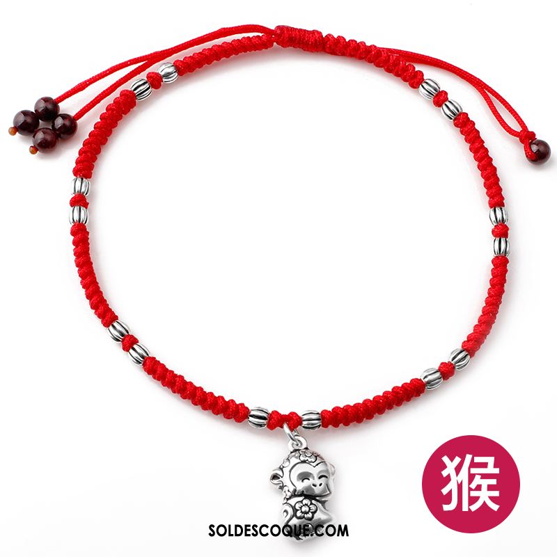 Bracelet De Cheville Femme Rouge Argenté Homme Personnalité Soldes