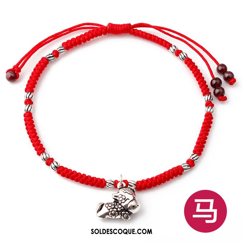 Bracelet De Cheville Femme Rouge Argenté Homme Personnalité Soldes