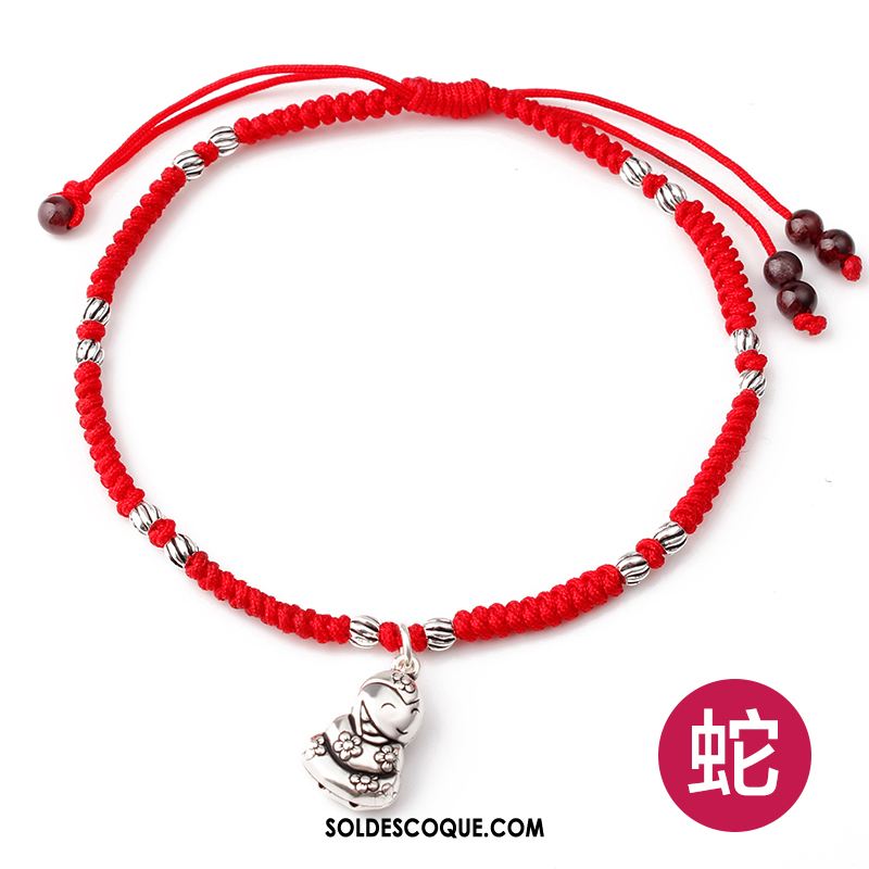 Bracelet De Cheville Femme Rouge Argenté Homme Personnalité Soldes